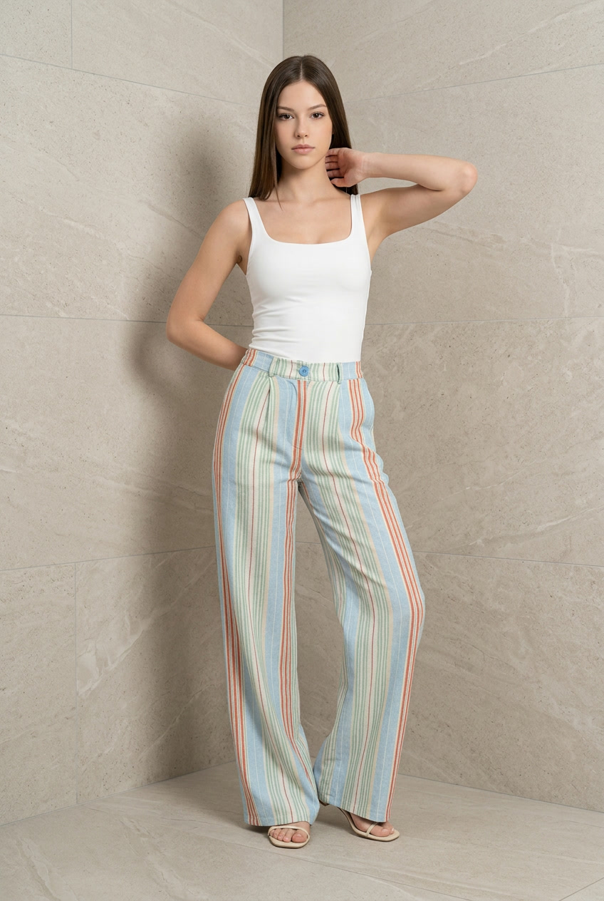 PANTALON RAYAS AZUL CIELO