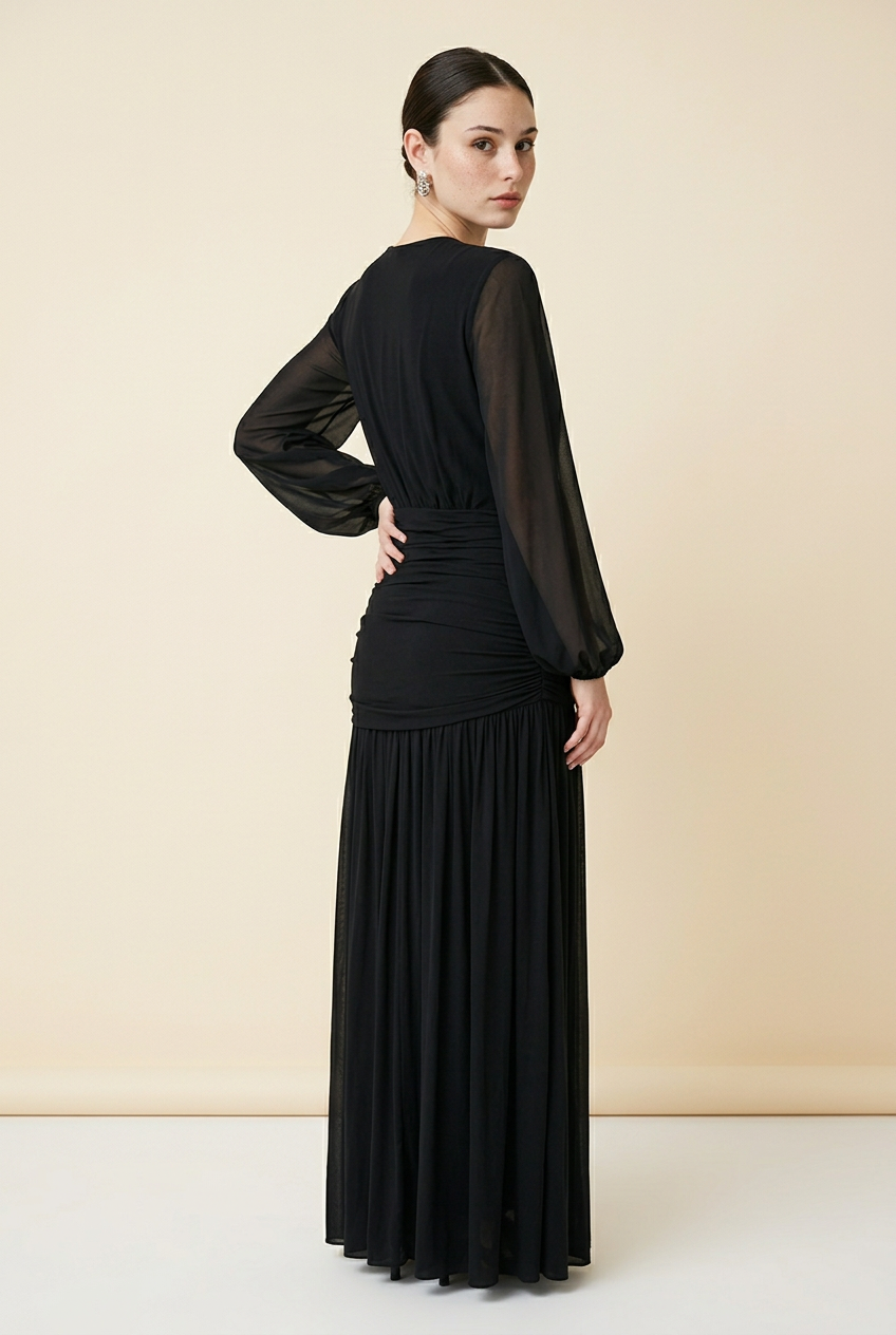 VESTIDO ML DETALLE DORADO