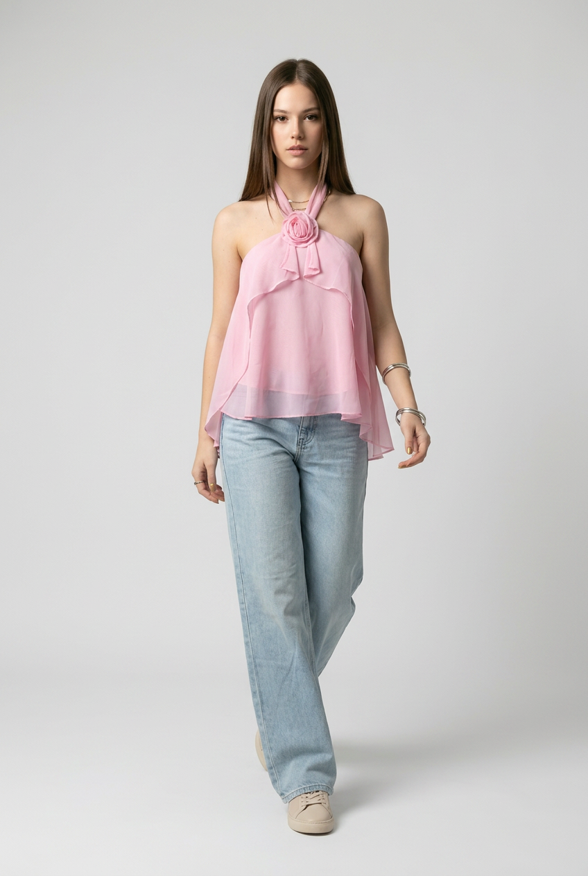 BLUSA HALTER FLOR