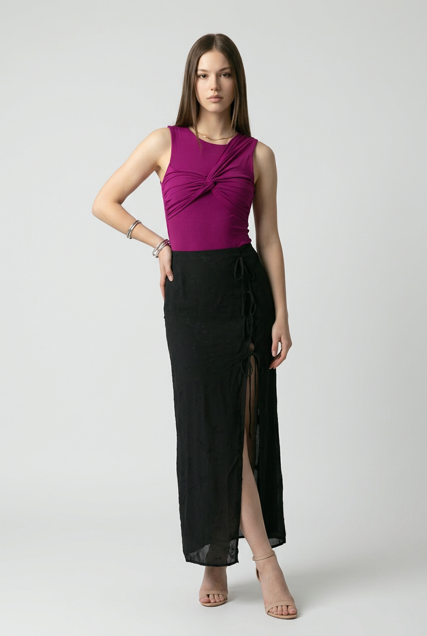 FALDA MIDI NEGRA MOÑOS