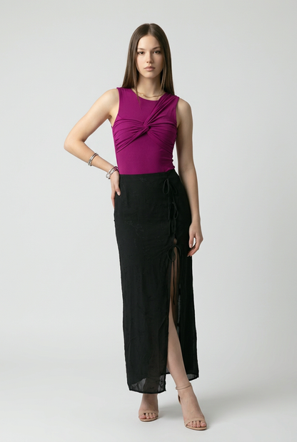 FALDA MIDI NEGRA MOÑOS