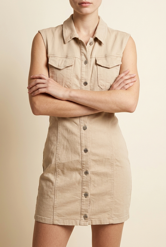 VESTIDO CORTO KHAKI DENIM