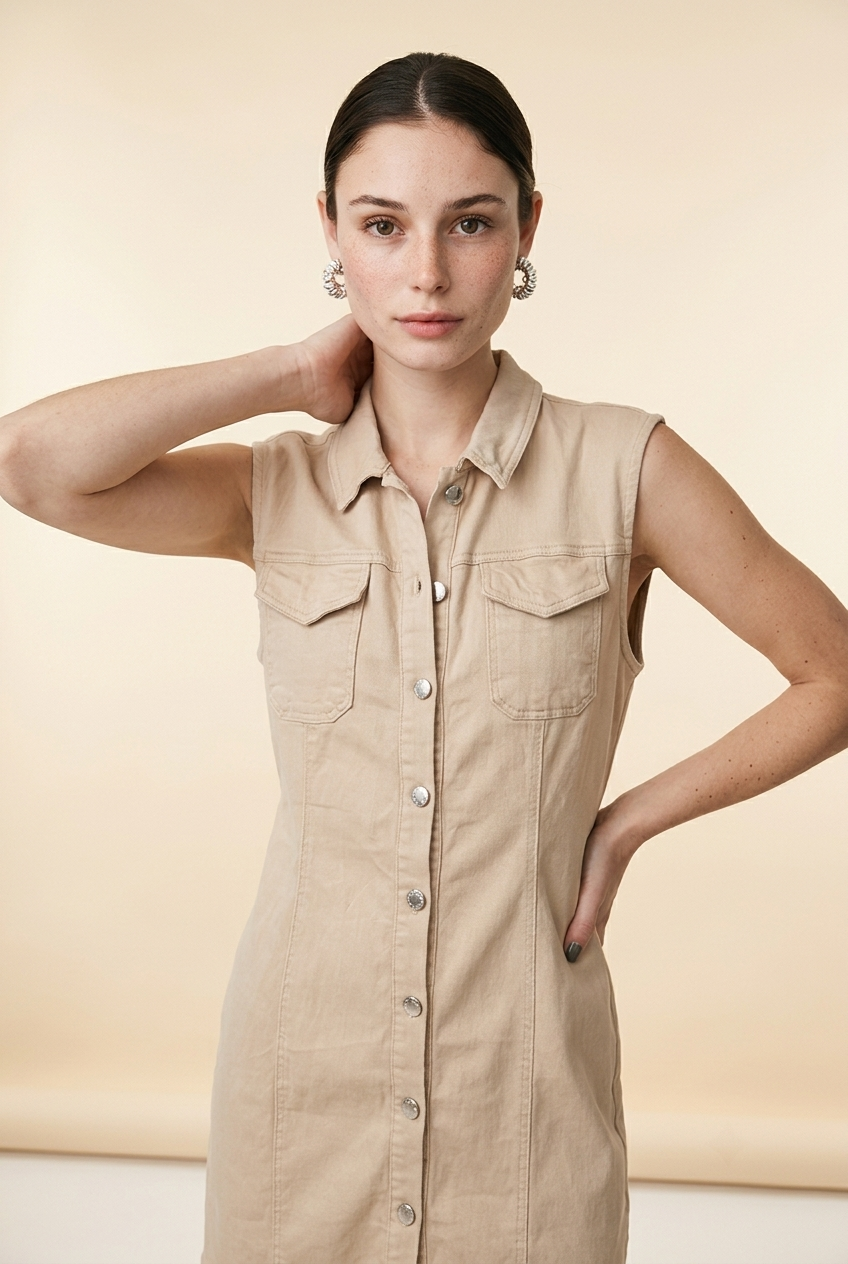 VESTIDO CORTO KHAKI DENIM