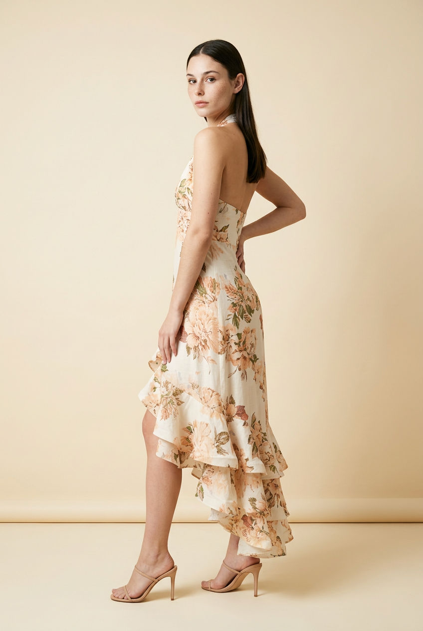 VESTIDO MIDI FLORES HALTER