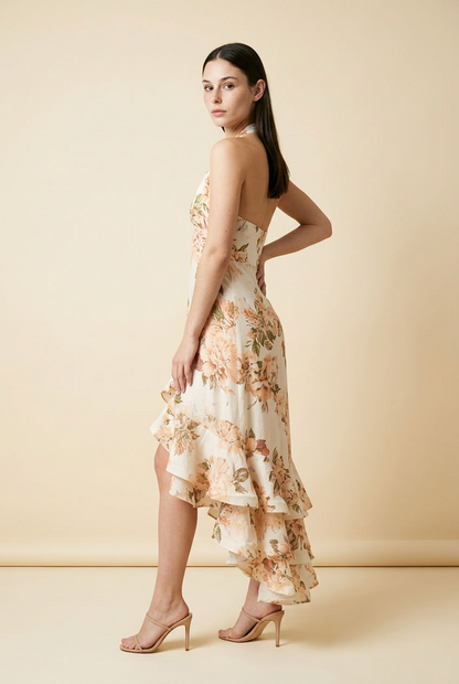 VESTIDO MIDI FLORES HALTER