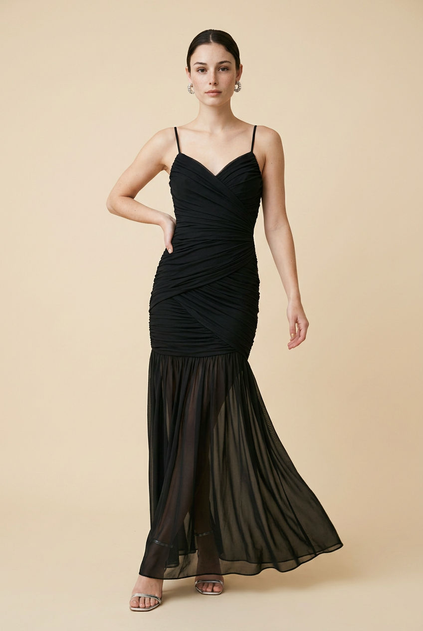 VESTIDO MESH LARGO TIRANTES