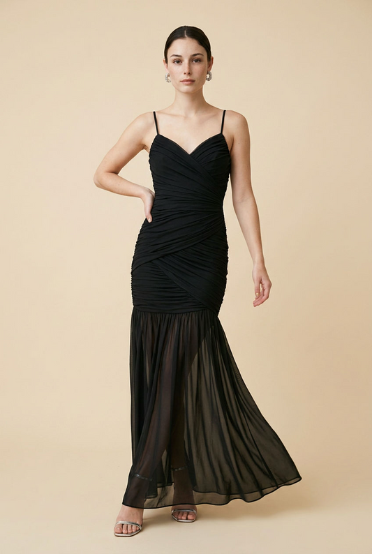 VESTIDO MESH LARGO TIRANTES