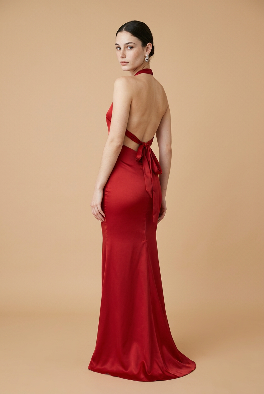 VESTIDO SATIN ROJO