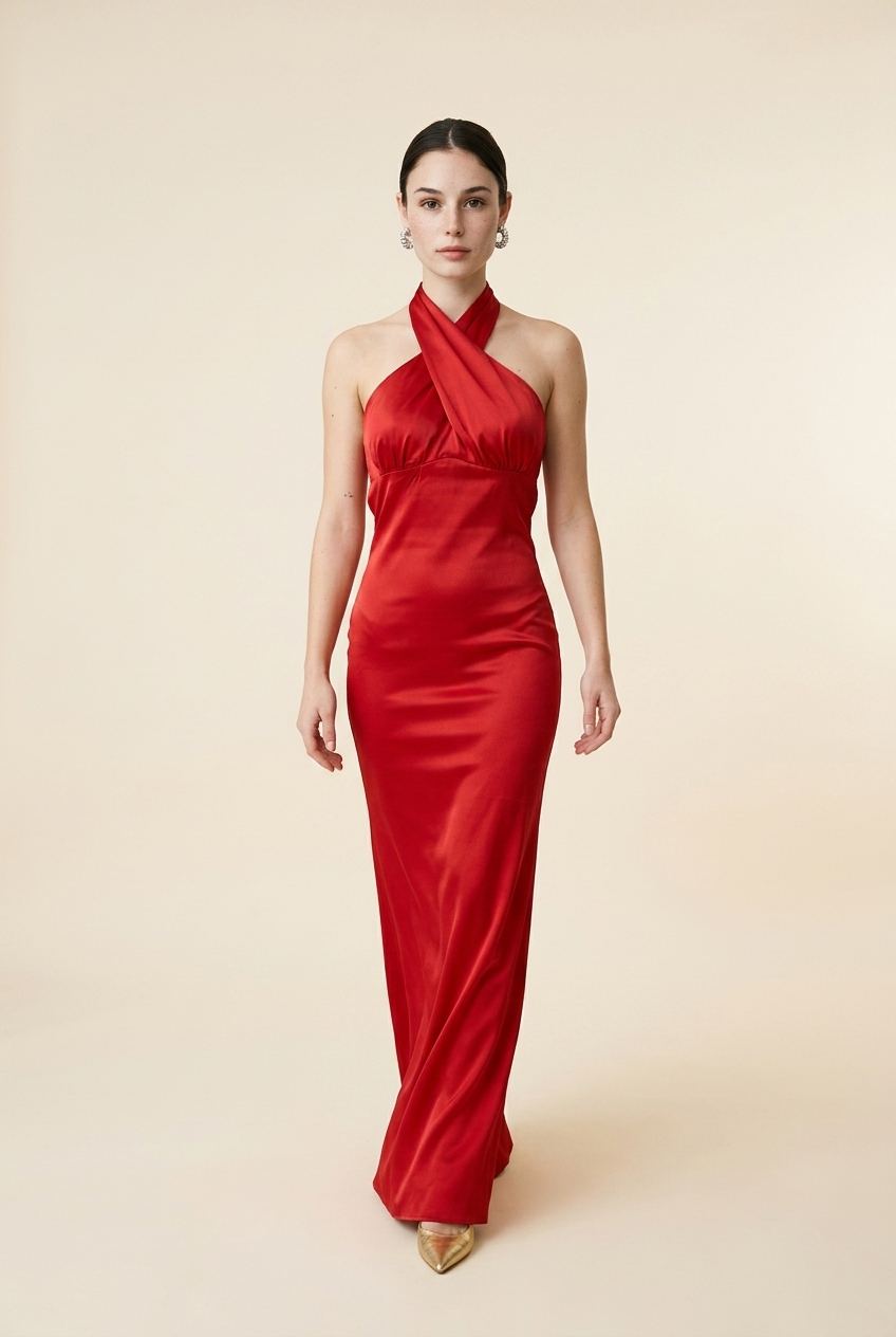 VESTIDO SATIN ROJO