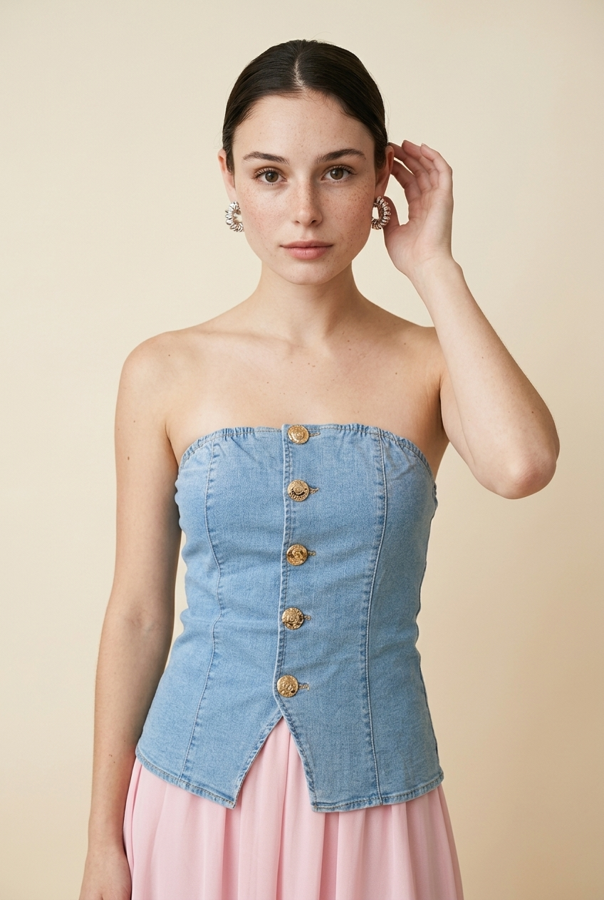 BLUSA STRAPLESS DENIM