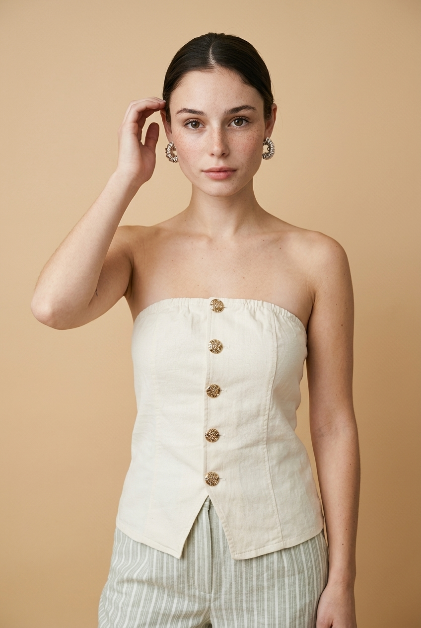 BLUSA STRAPLESS DENIM
