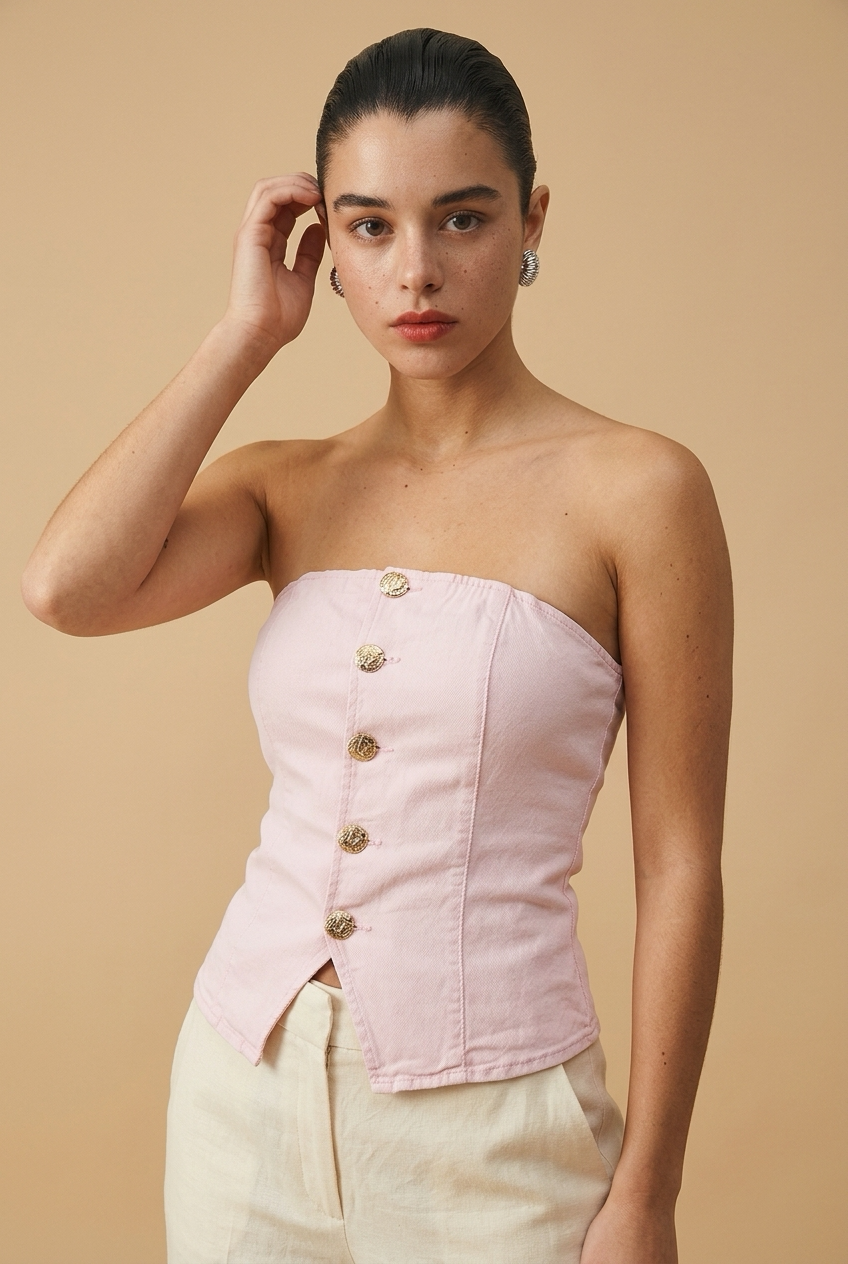BLUSA STRAPLESS DENIM