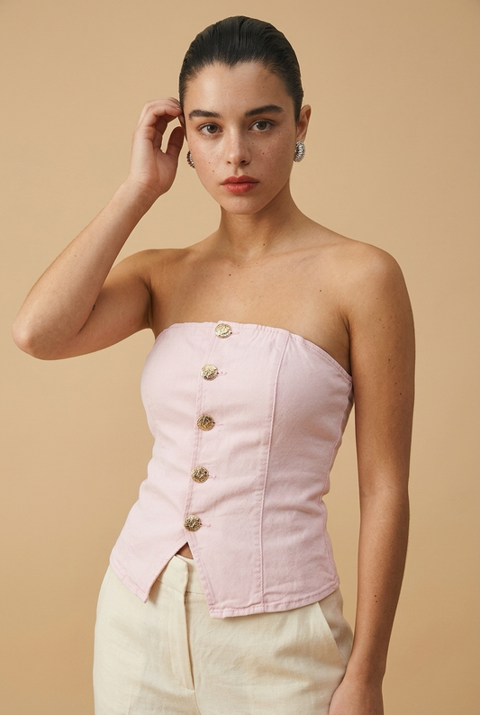BLUSA STRAPLESS DENIM