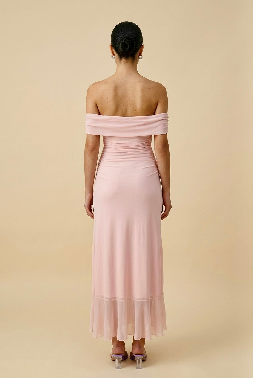 VESTIDO MESH ROSA PALO
