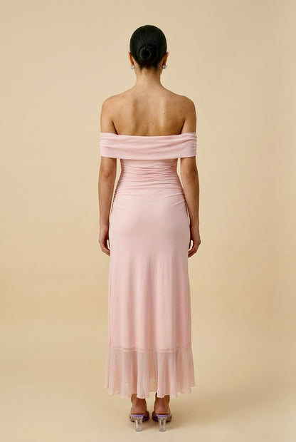 VESTIDO MESH ROSA PALO