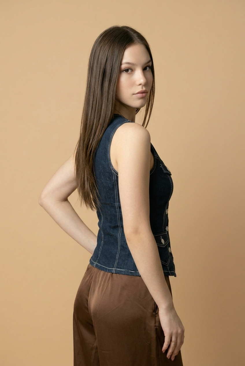 CHALECO DENIM LIGHT Y DARK BLUE