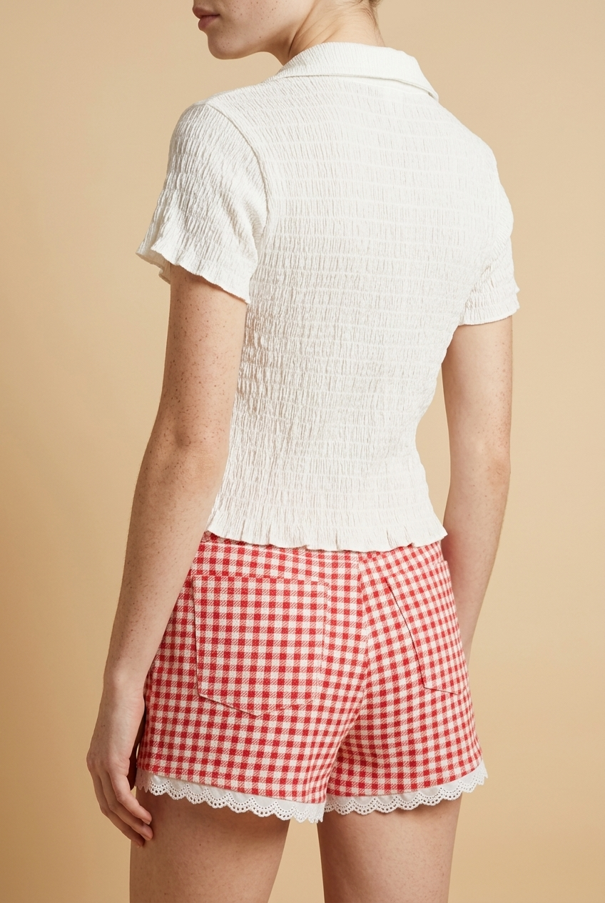SHORT CUADROS ROJO