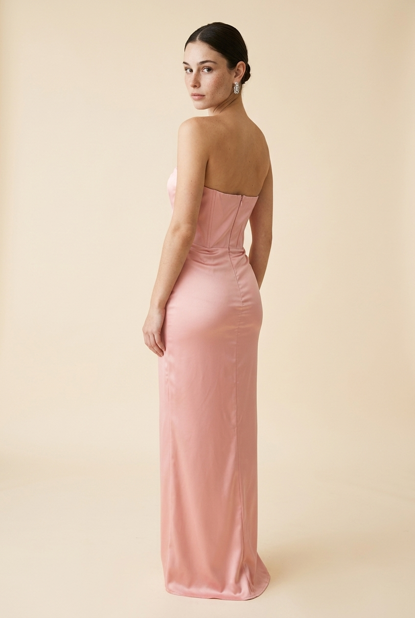 VESTIDO CORSET SATIN ROSA