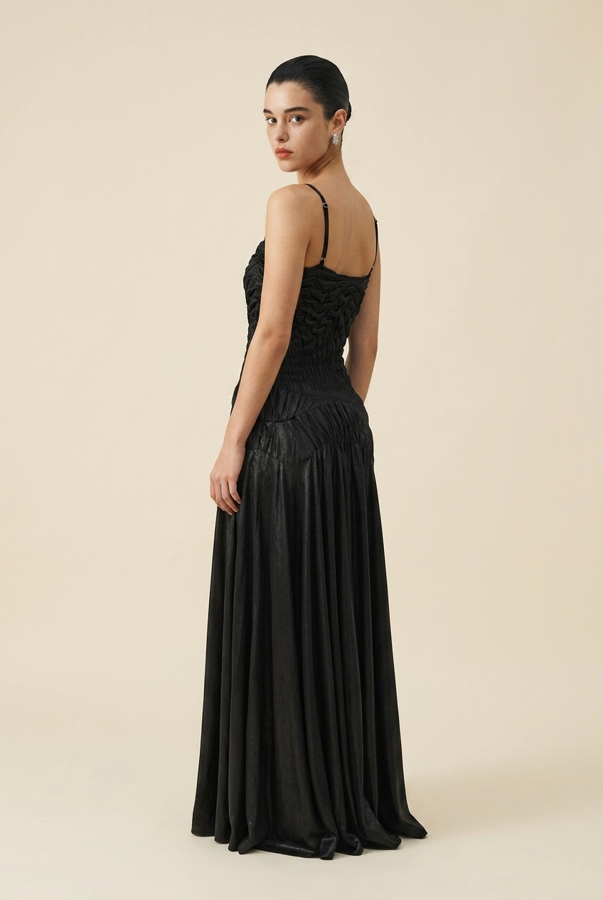 VESTIDO CORRUGADO LARGO
