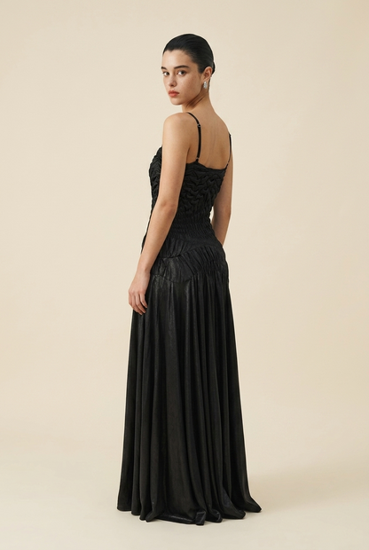 VESTIDO CORRUGADO LARGO
