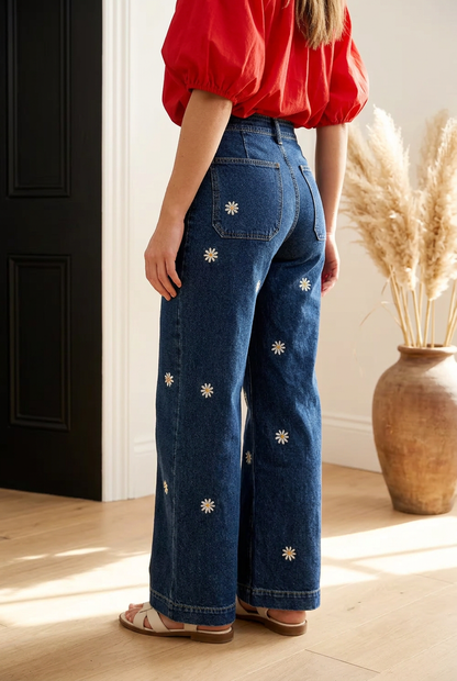 PANTALON DENIM FLORES