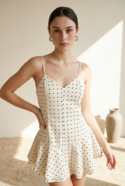 VESTIDO CORTO BLANCO DOTS