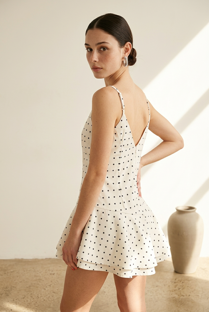 VESTIDO CORTO BLANCO DOTS