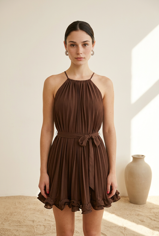 VESTIDO CORTO CAFE