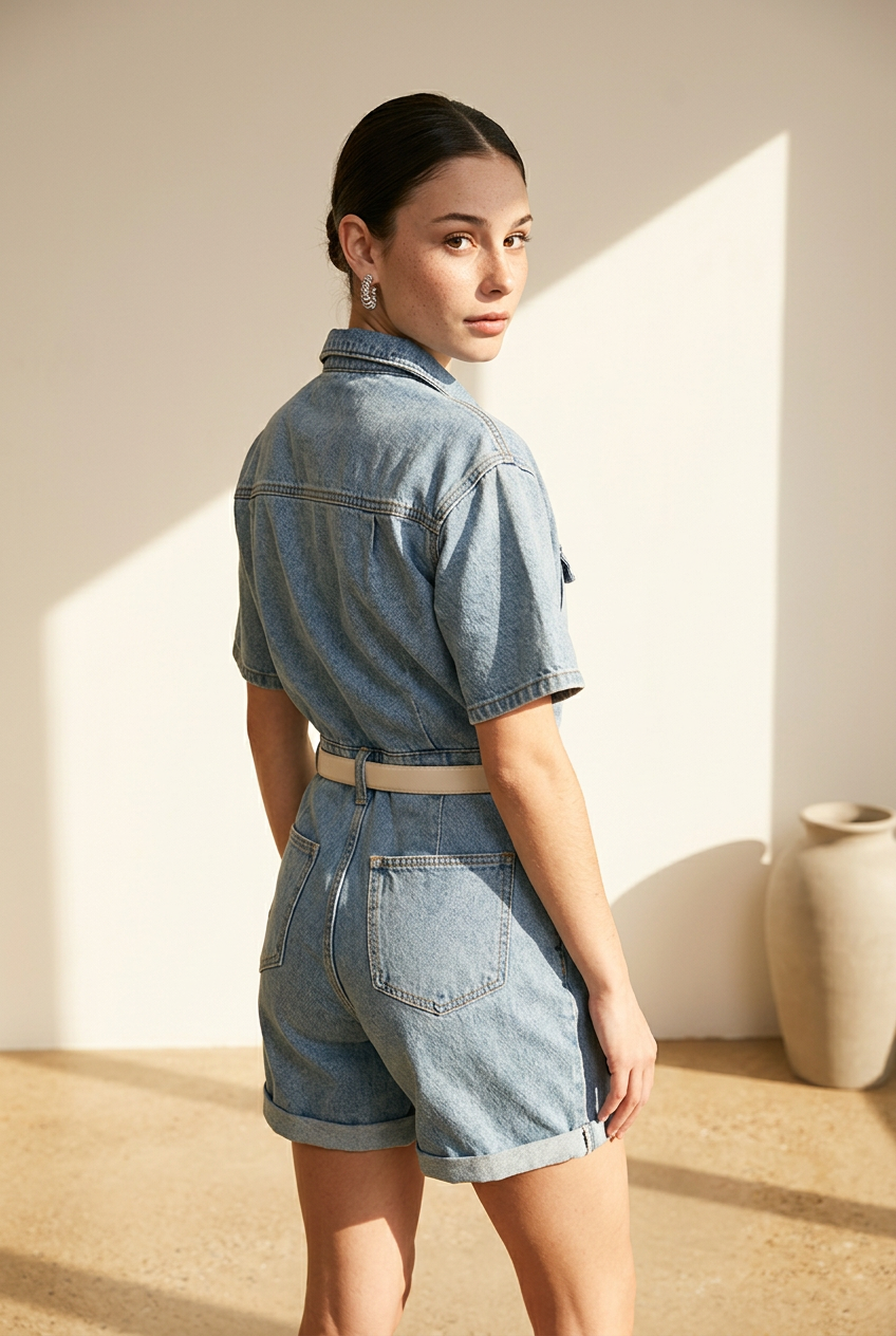 JUMPSUIT DENIM CINTO BLANCO