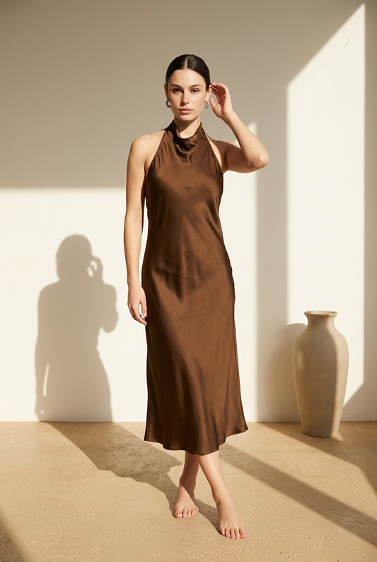 VESTIDO CAFE PLAIN MIDI