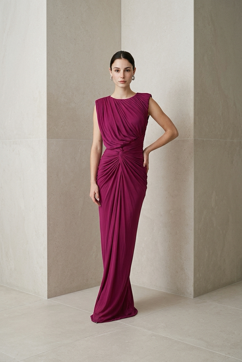 VESTIDO ROSA PLAIN NUDO MESH