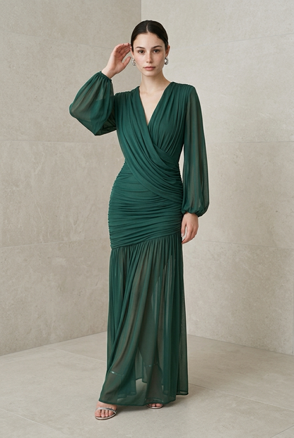 VESTIDO ML VERDE CRUZADO