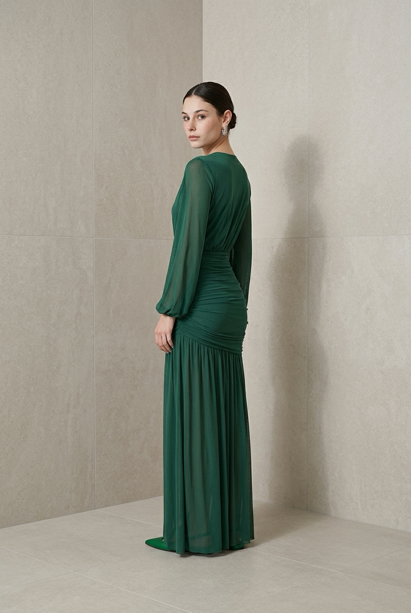 VESTIDO ML VERDE CRUZADO