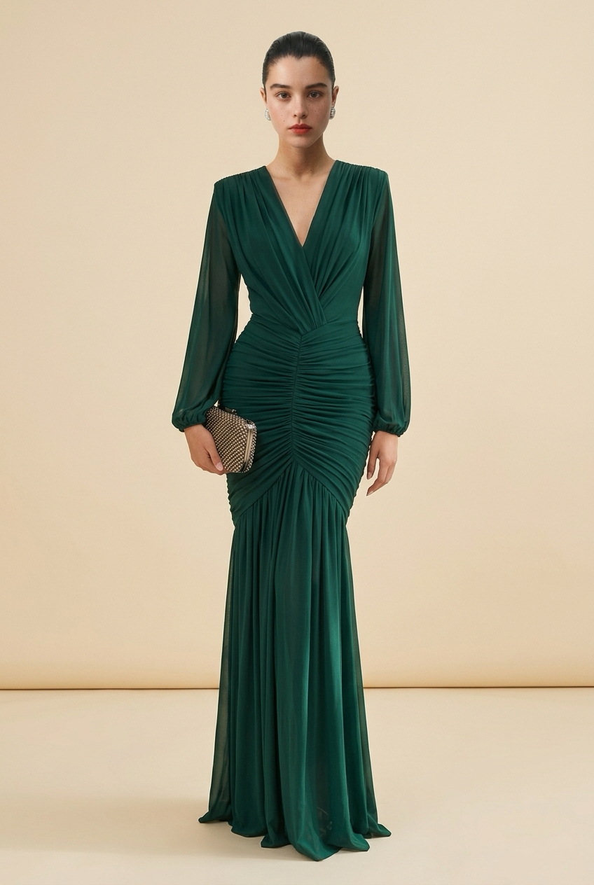 VESTIDO VERDE MANGA LARGA
