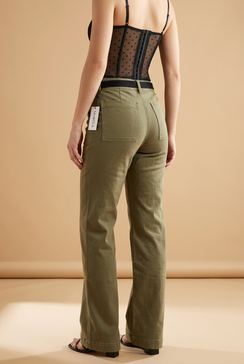 JEANS OLIVO CINTO