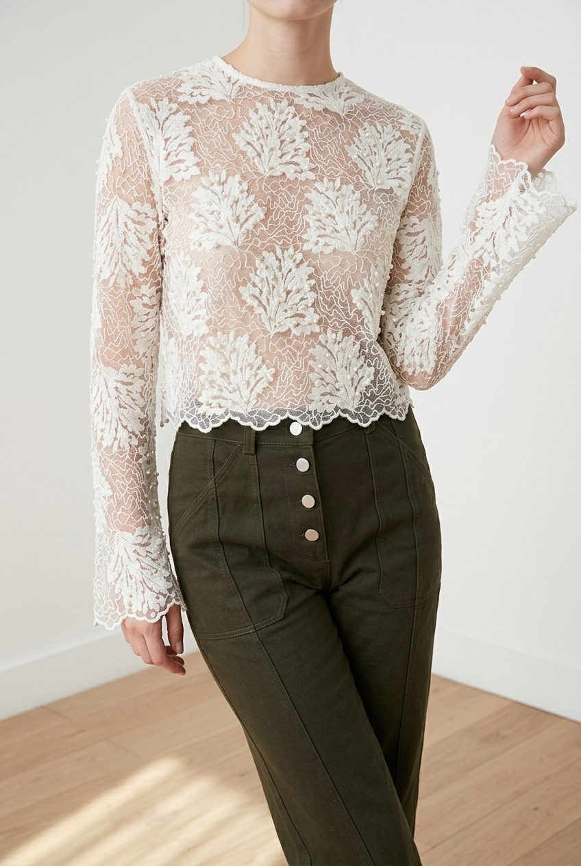 BLUSA ML ENCAJE IVORY