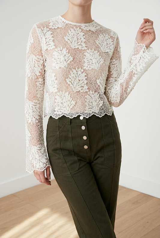 BLUSA ML ENCAJE IVORY