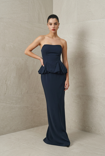 VESTIDO STRAPLESS AZUL