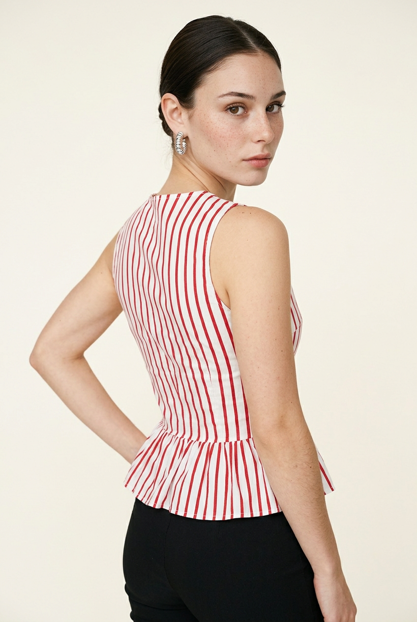 BLUSA RAYAS ROJA