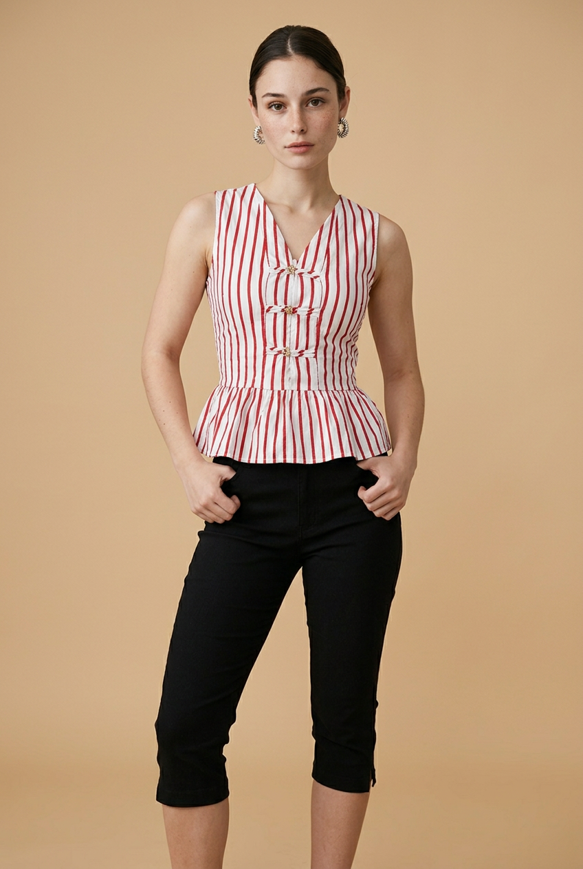 BLUSA RAYAS ROJA