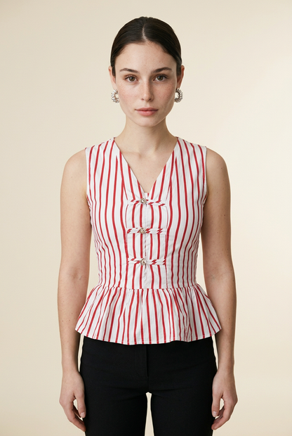 BLUSA RAYAS ROJA