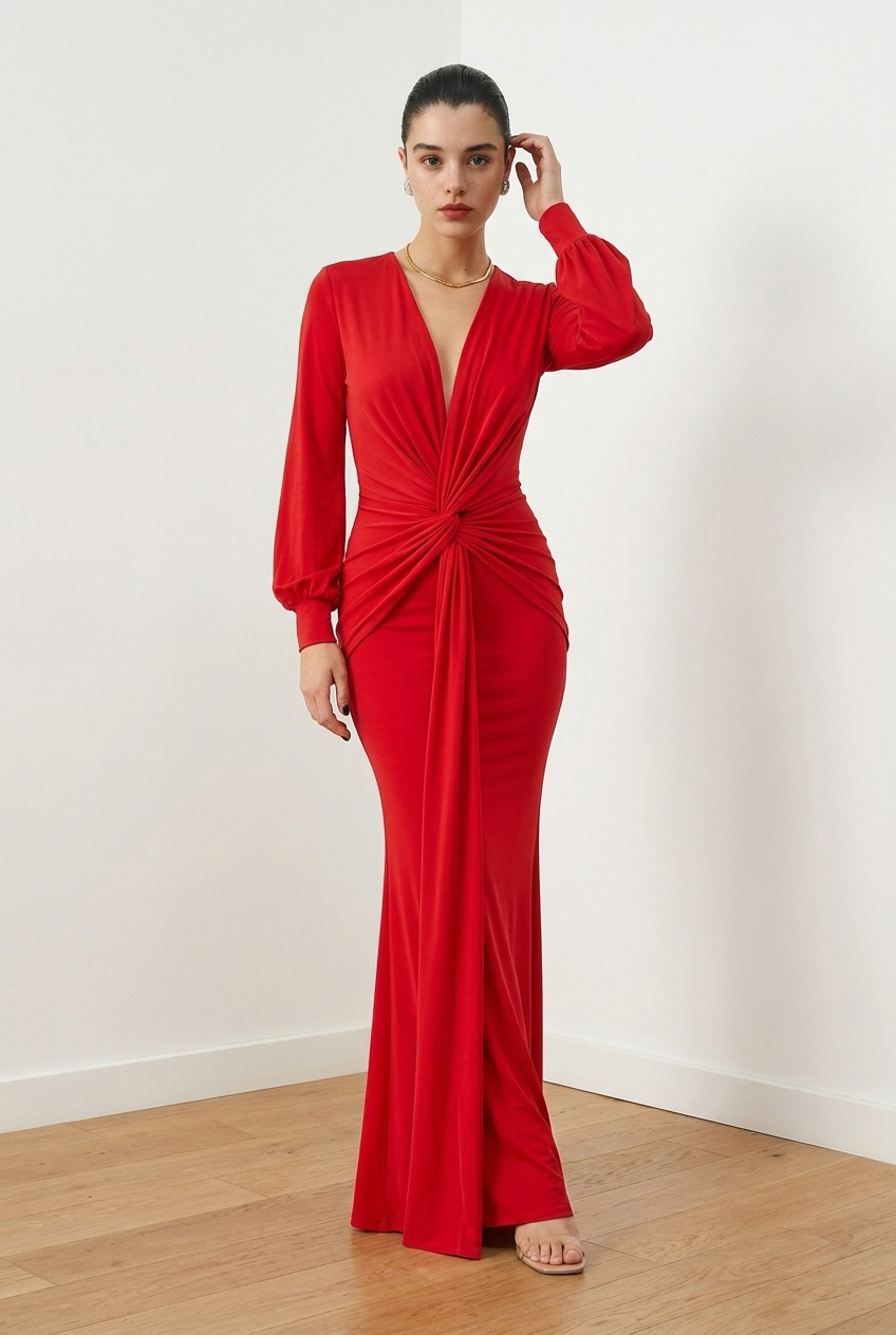 VESTIDO NUDO ROJO