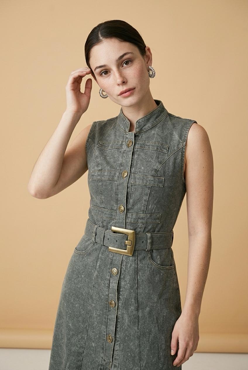 VESTIDO MIDI DENIM