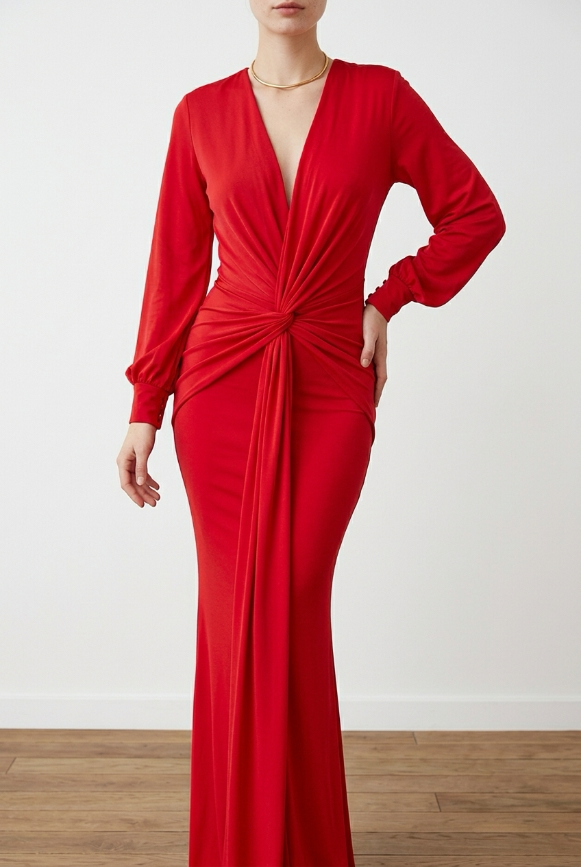 VESTIDO NUDO ROJO