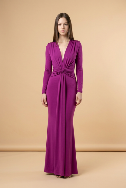 VESTIDO LARGO ML DARK MAGENTA