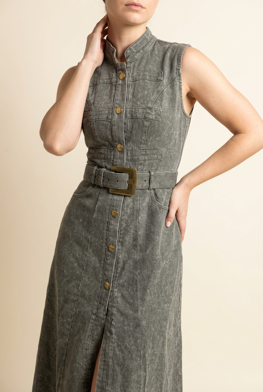 VESTIDO MIDI DENIM