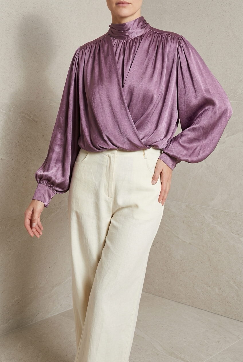 BLUSA ML SATIN MORADA