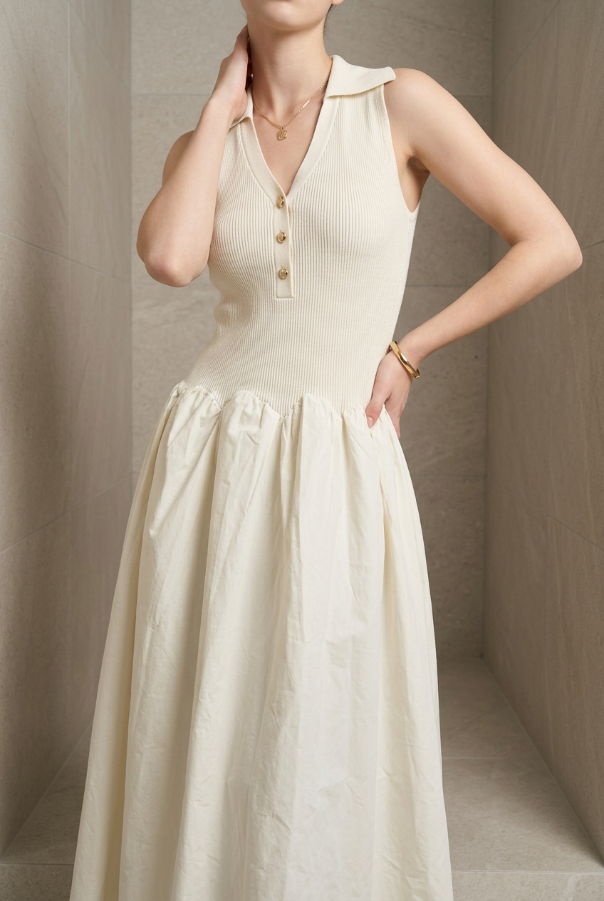 VESTIDO IVORY PUNTO CAMISA