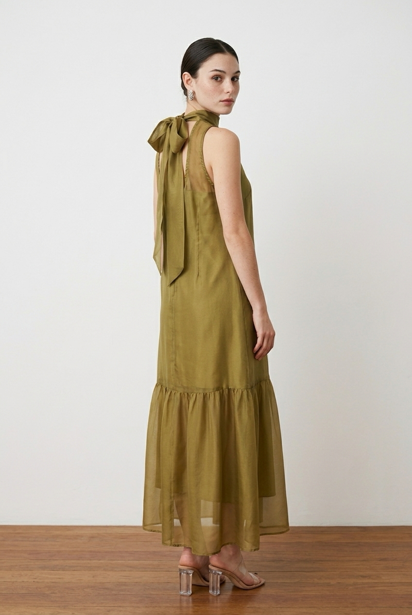 VESTIDO MIDI MOSTAZA
