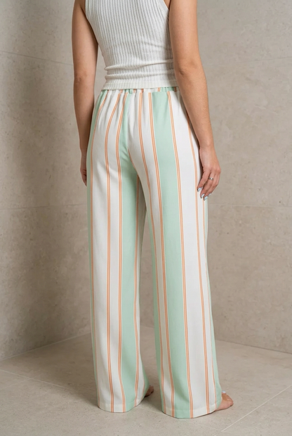 PANTALON RAYAS CREMA-VERDE